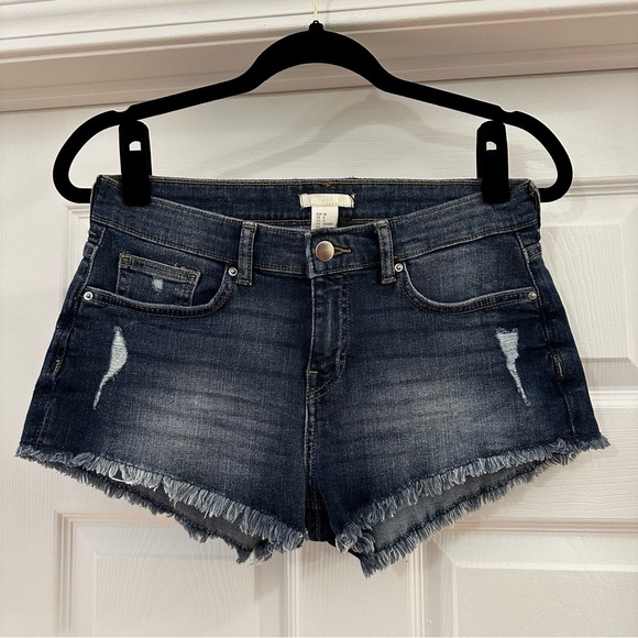 H&M Raw Hem Distressed Denim Jean Shorts Blue sz 6 - Picture 2 of 5
